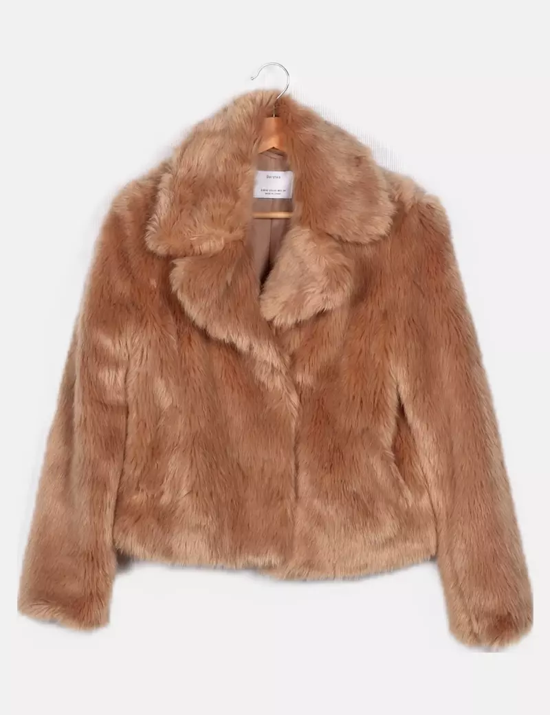 Bershka Abrigo beige texturizado