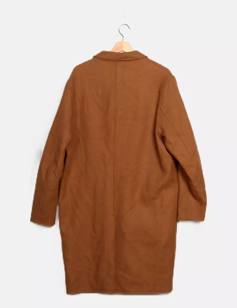 Bershka Abrigo marrón botones