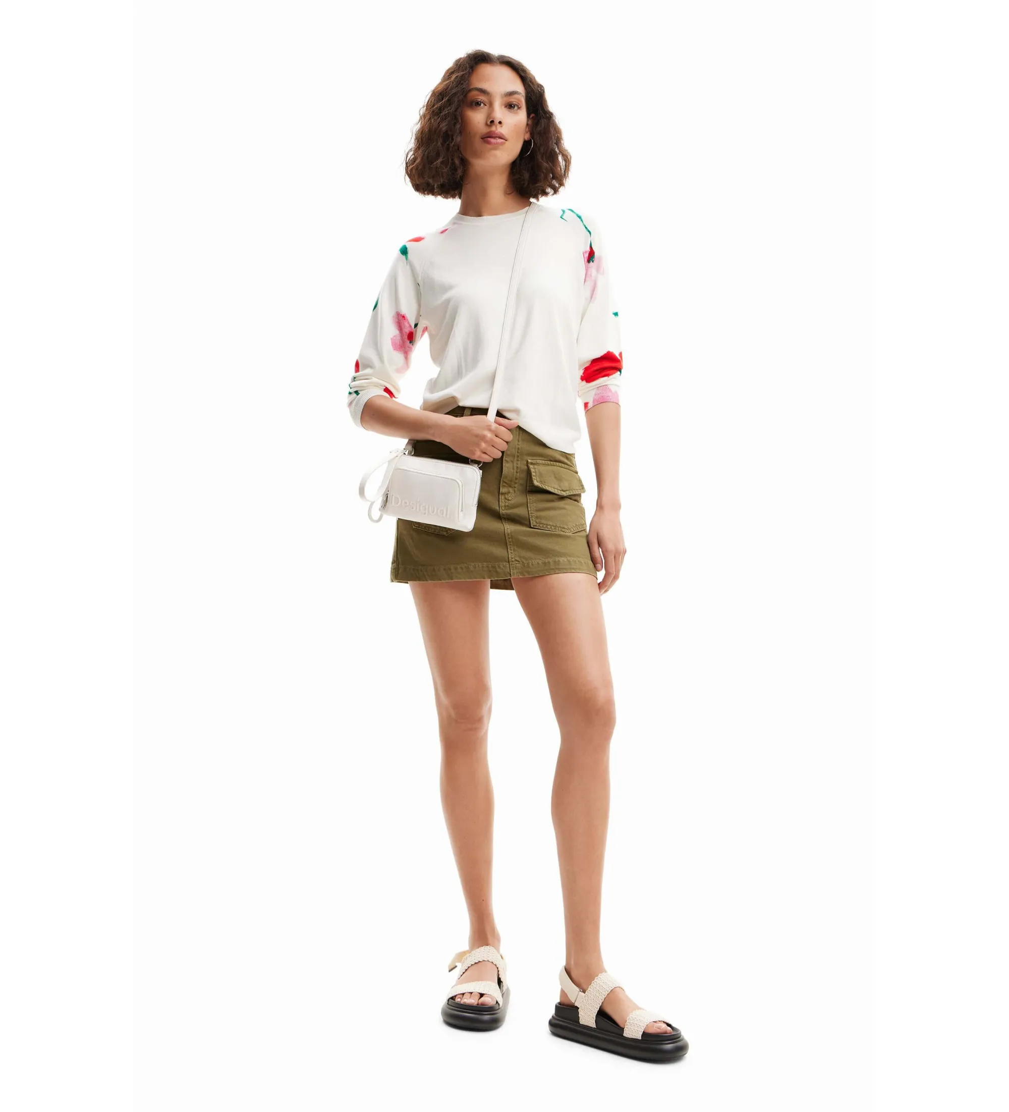 Bolso mini logo blanco roto