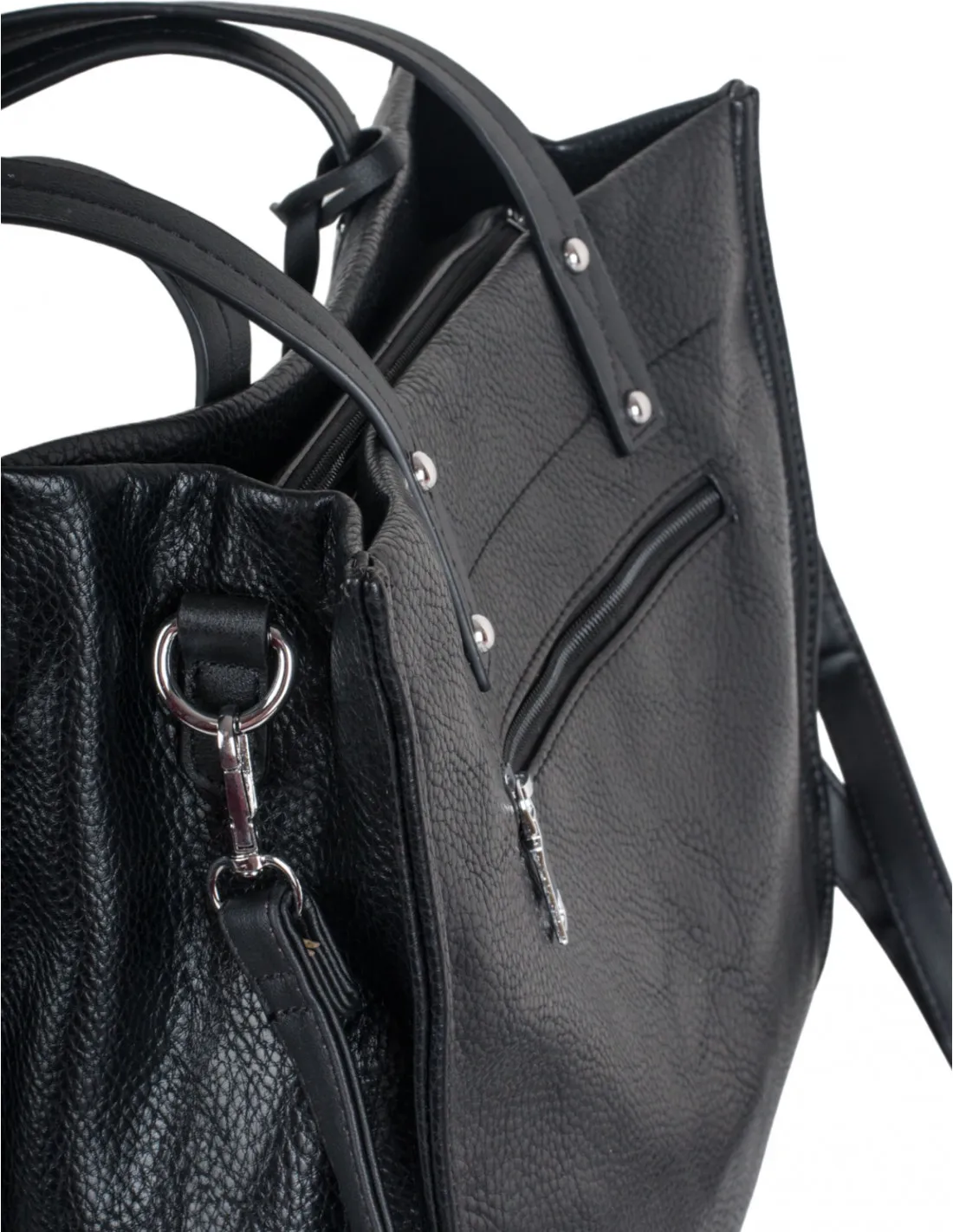Bolso Shopper Negro Con Monedero