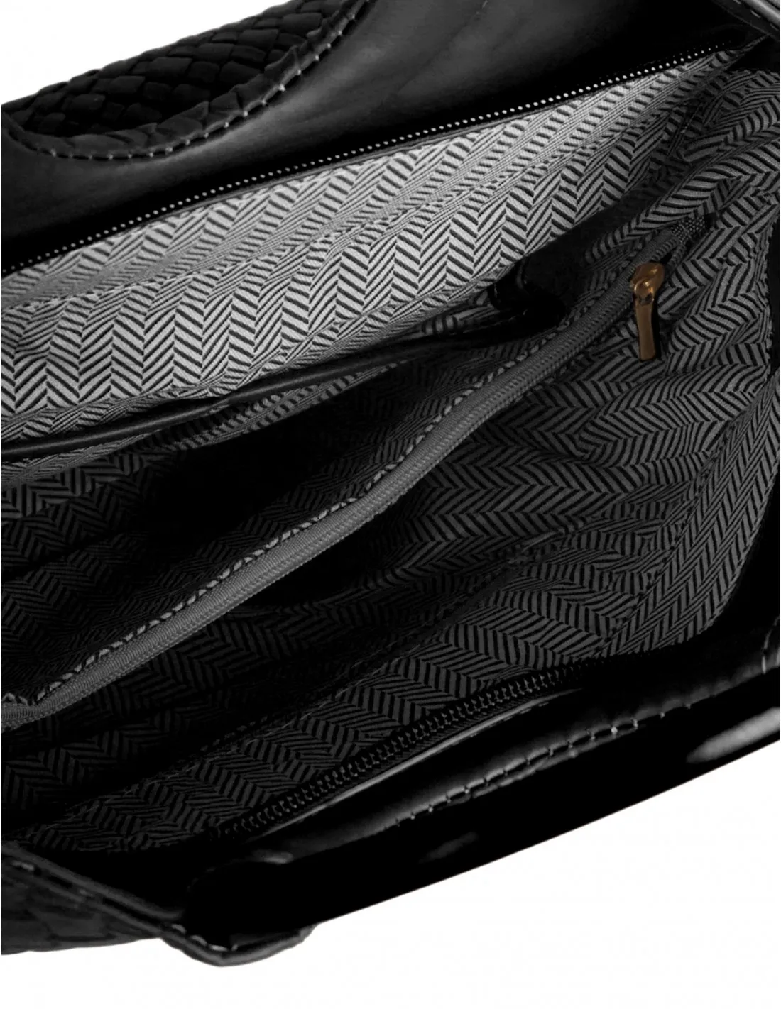 Bolso Shopper Trenzado Asas Madera Negro