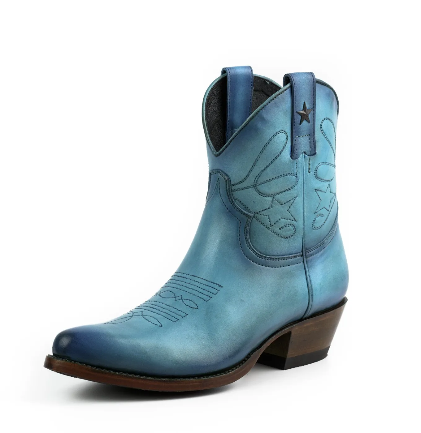 Bota cowboy azul señora
