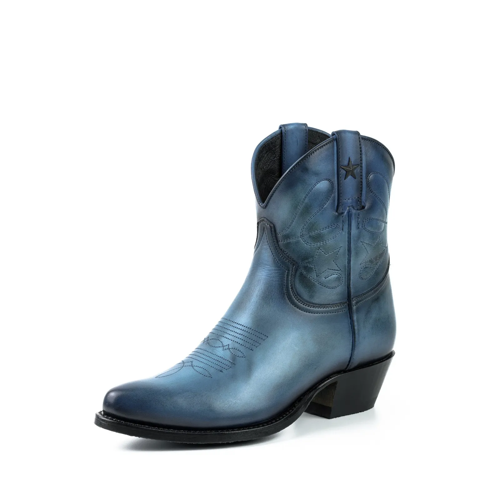 Bota cowboy azul señora
