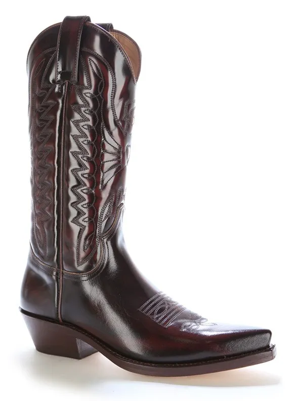 Bota cowboy piel granate

