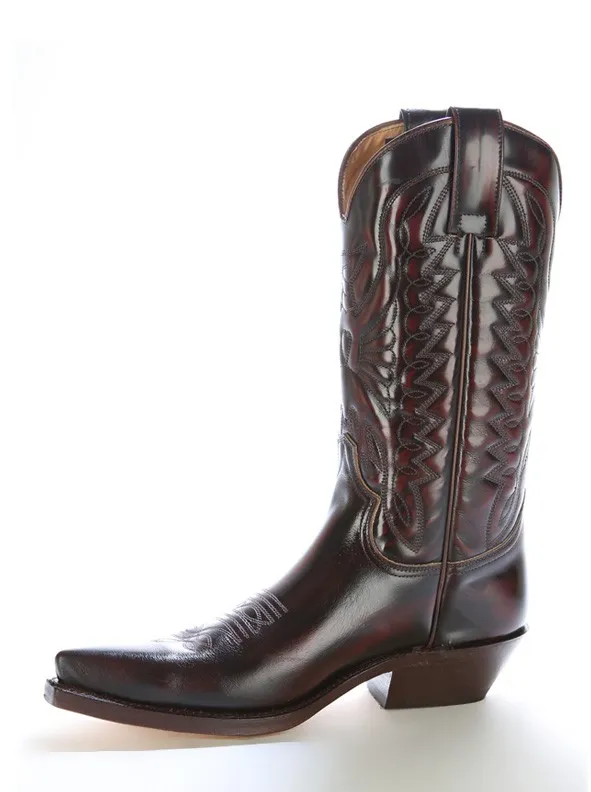 Bota cowboy piel granate
