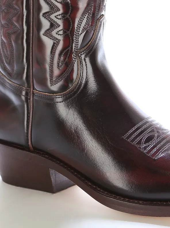 Bota cowboy piel granate
