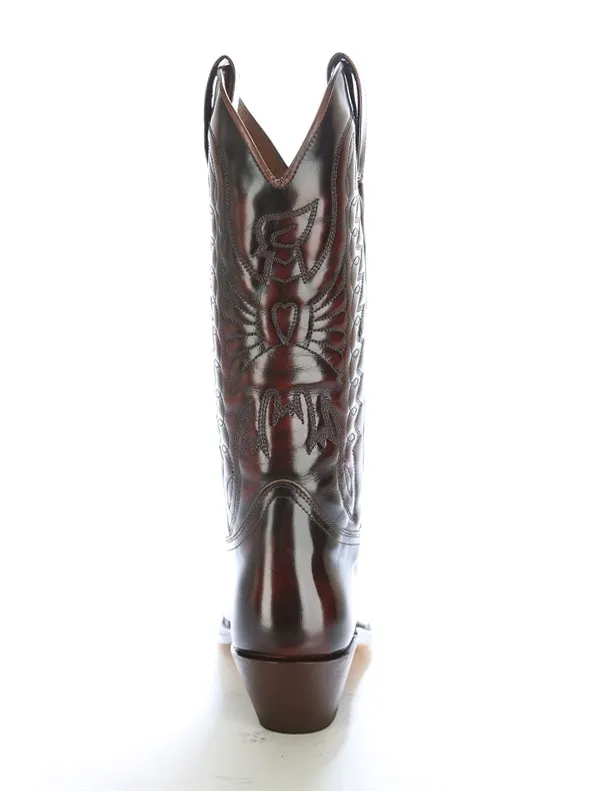 Bota cowboy piel granate
