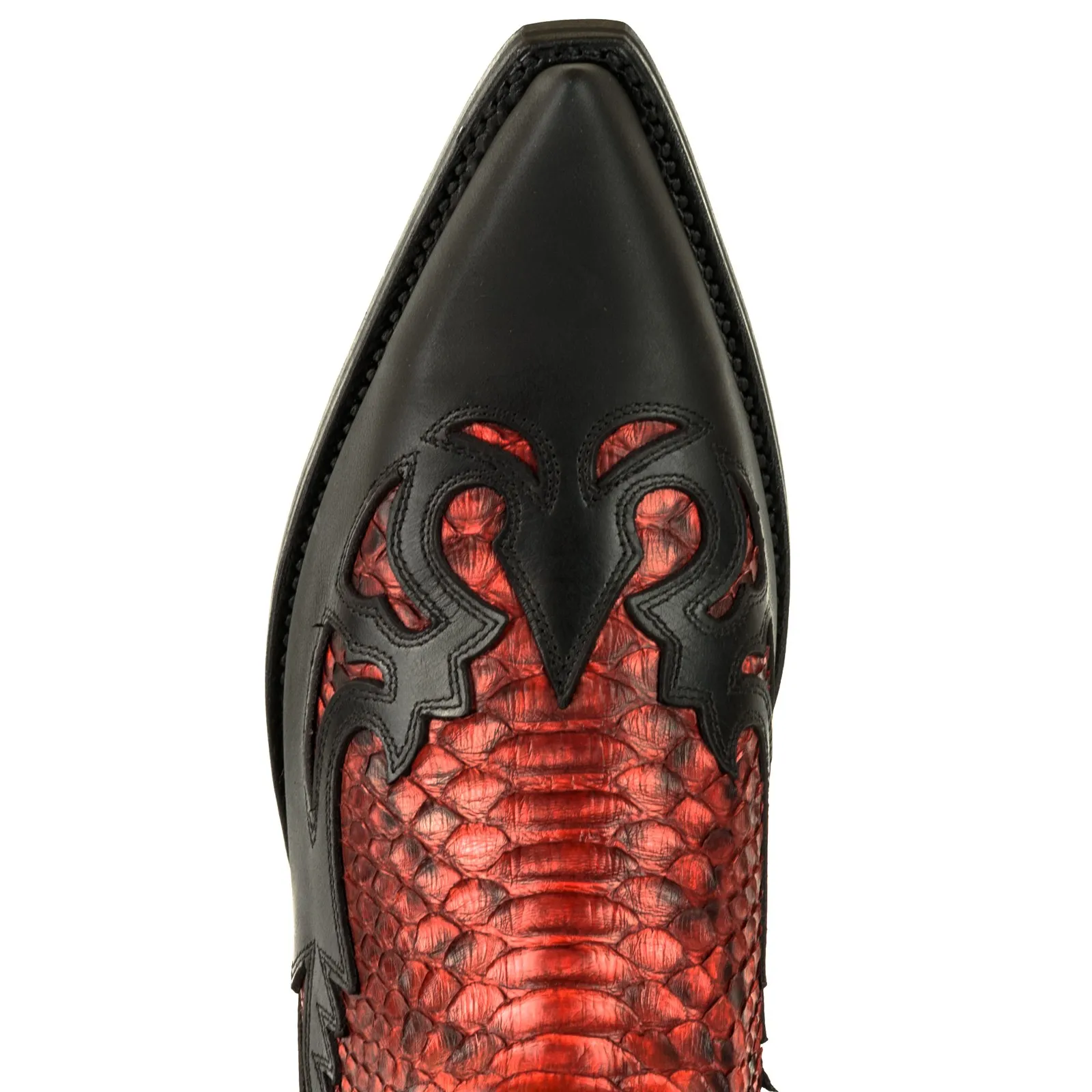 Bota cowboy serpiente negro y rojo
