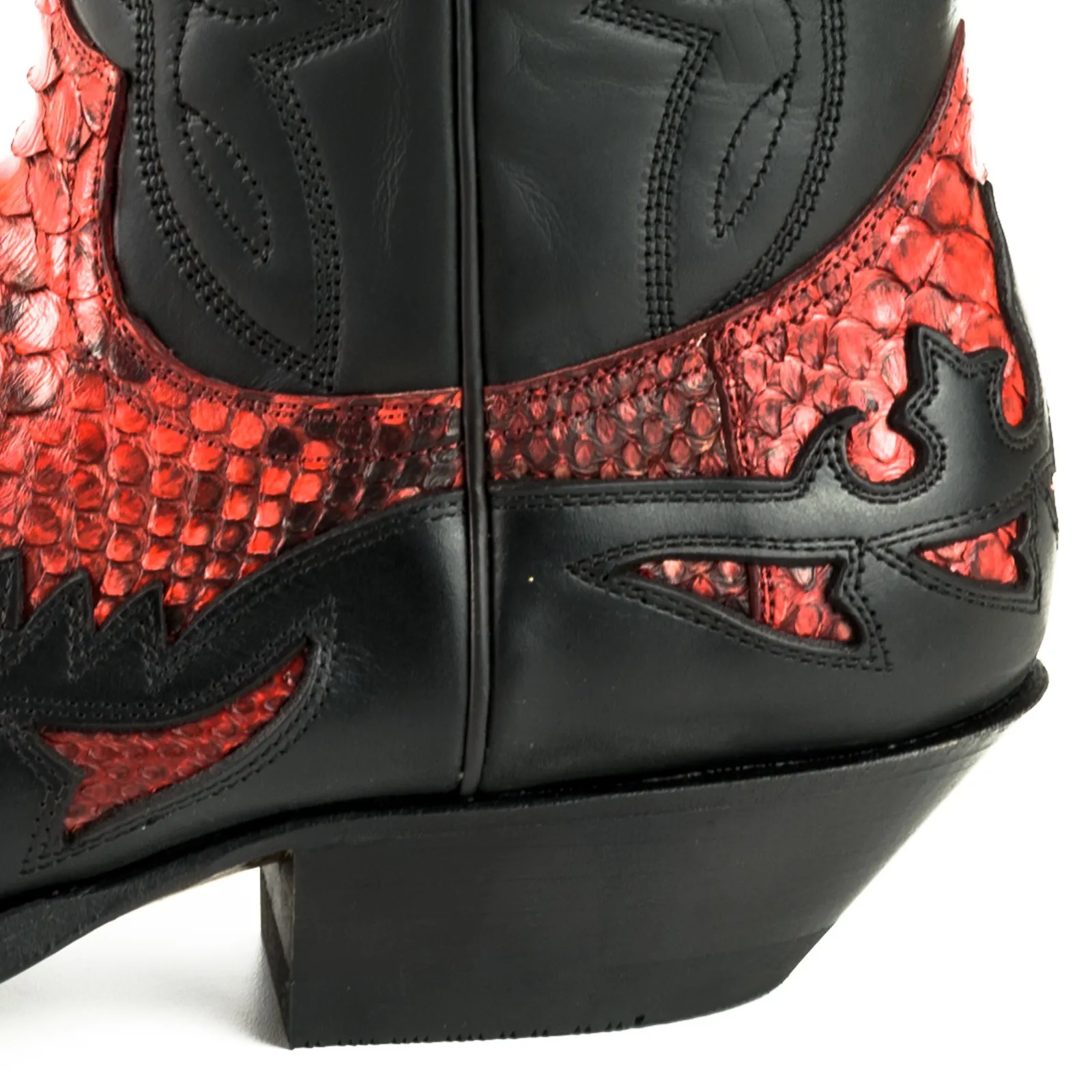 Bota cowboy serpiente negro y rojo
