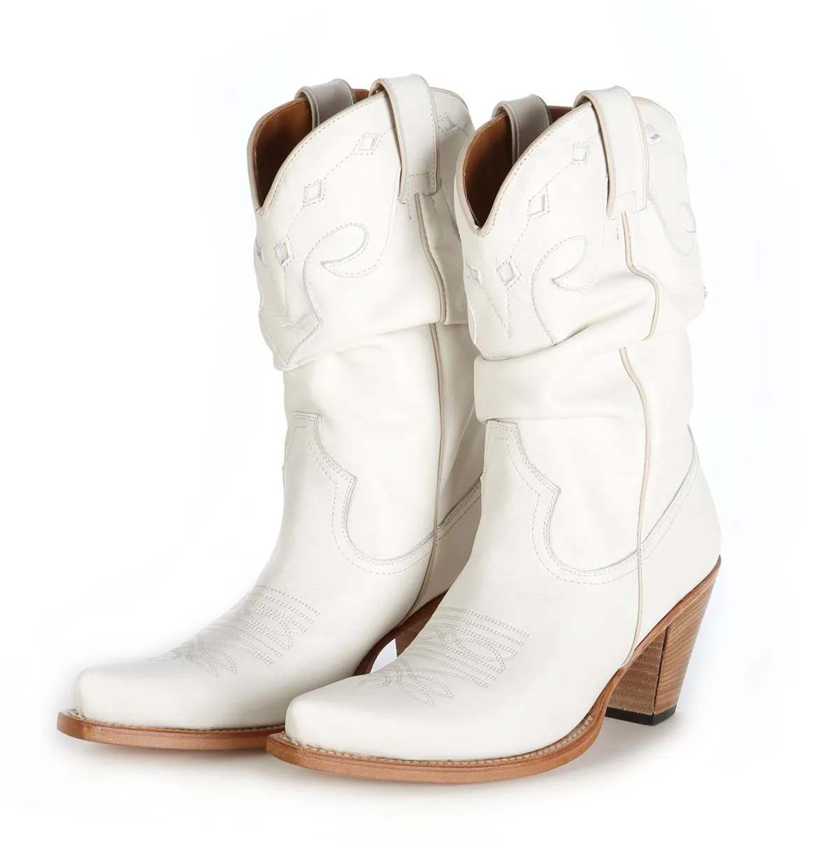 Botas cowboy blanca piel

