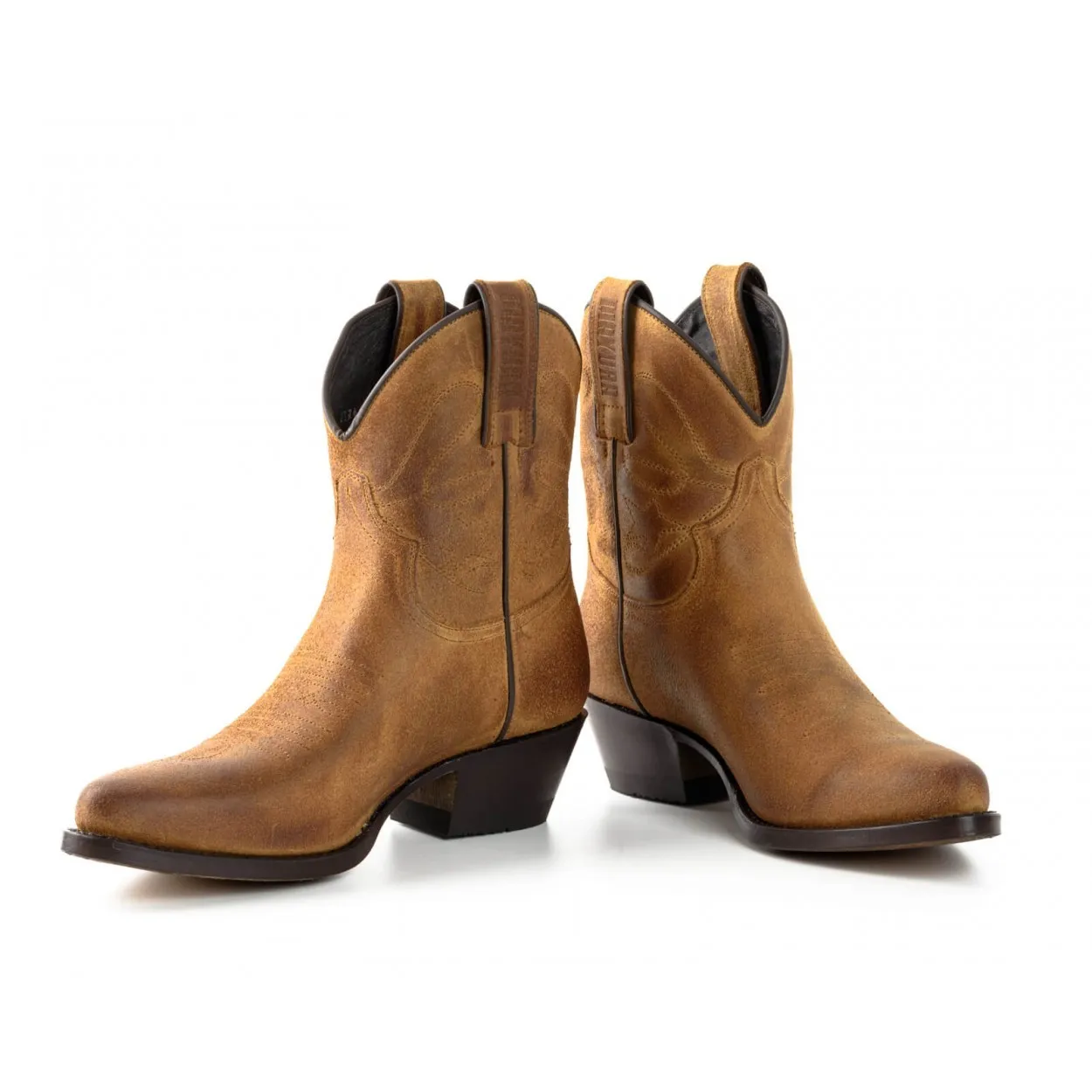 Botin cowboy camel mujer
