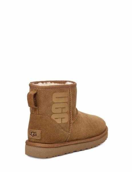 botín ugg classic mini rubber logo camel