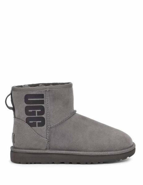 botín ugg classic mini rubber logo gris