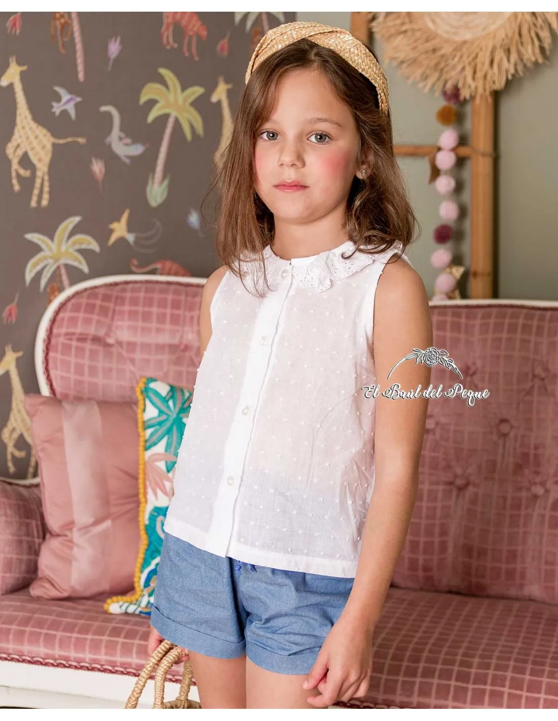 Camisa Niña Blanca Perforada Mon Petit Bonbon