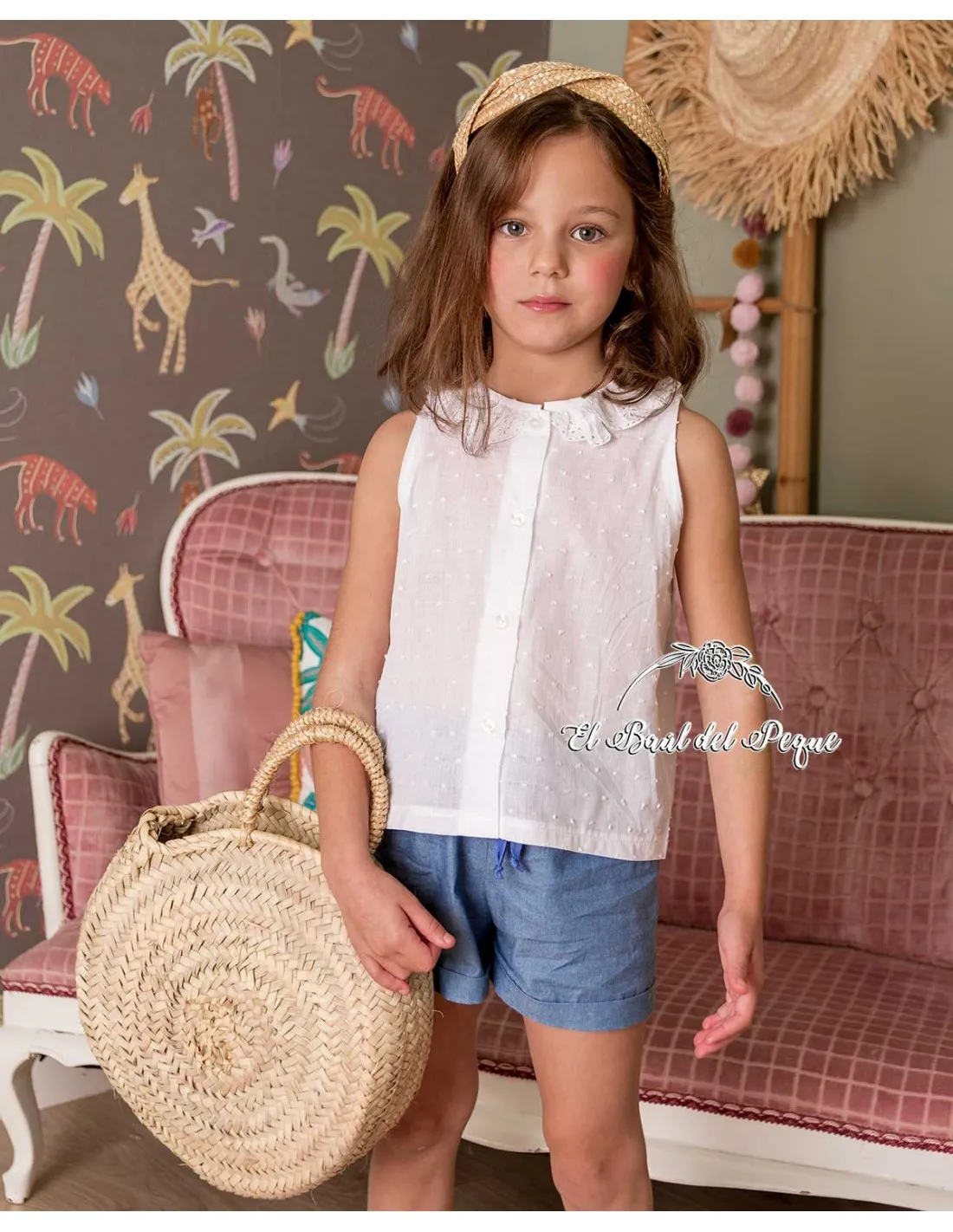 Camisa Niña Blanca Perforada Mon Petit Bonbon