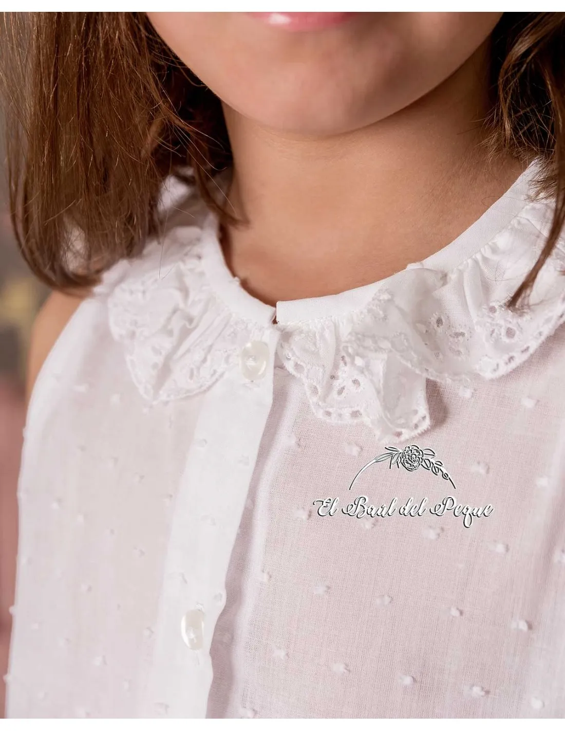 Camisa Niña Blanca Perforada Mon Petit Bonbon