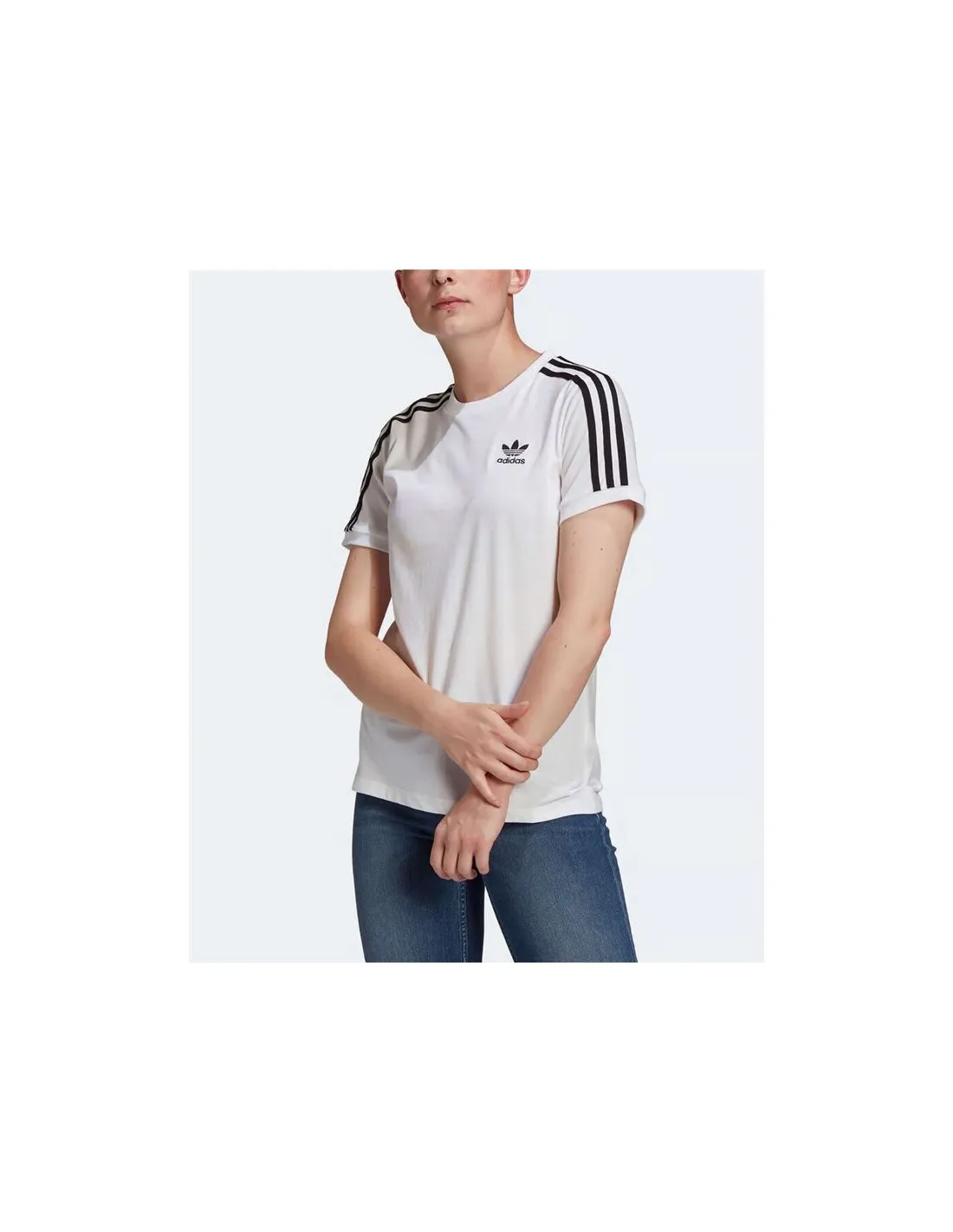 Camiseta adidas 3 Bandas Mujer Blanco