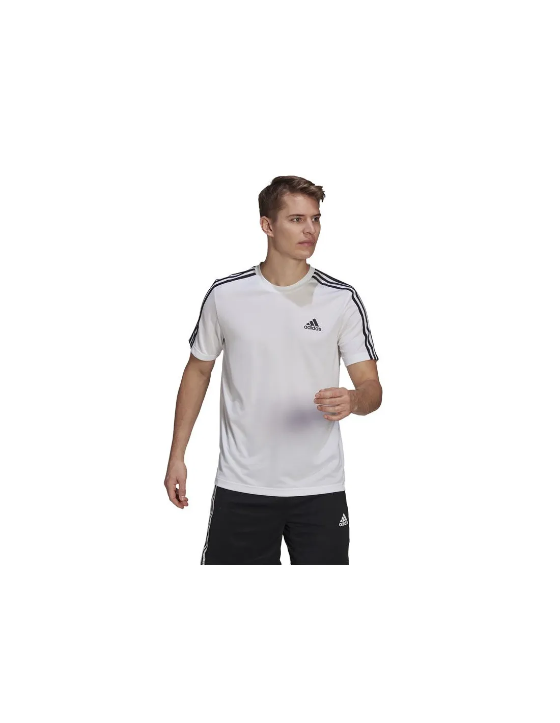 Camiseta Adidas Aeroready D2M Sport 3 Bandas M White
