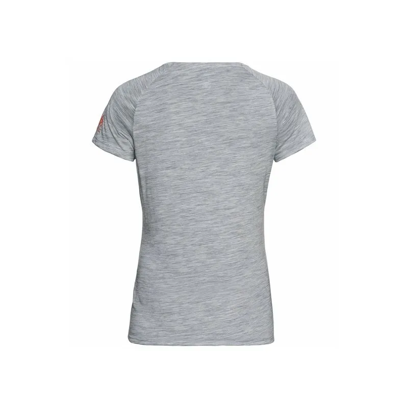 CAMISETA ODLO CONCORD (STONE GREY MELANGE  FLOWER GRAPHIC) MUJER