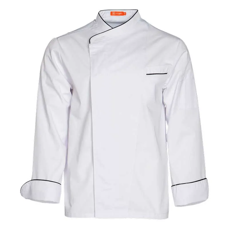 CHAQUETA COCINA BLANCA CON VIVO NEGRO MORELLA  ROGER