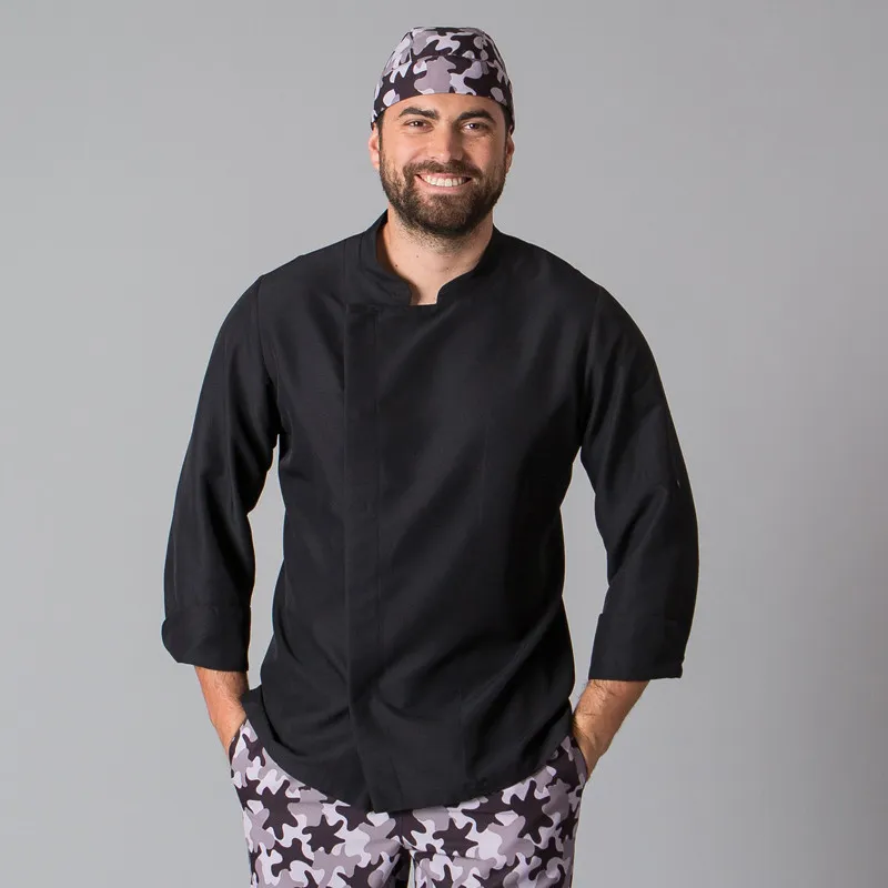 CHAQUETA COCINA VIDAL DE MICROFIBRA NEGRA  GARY'S