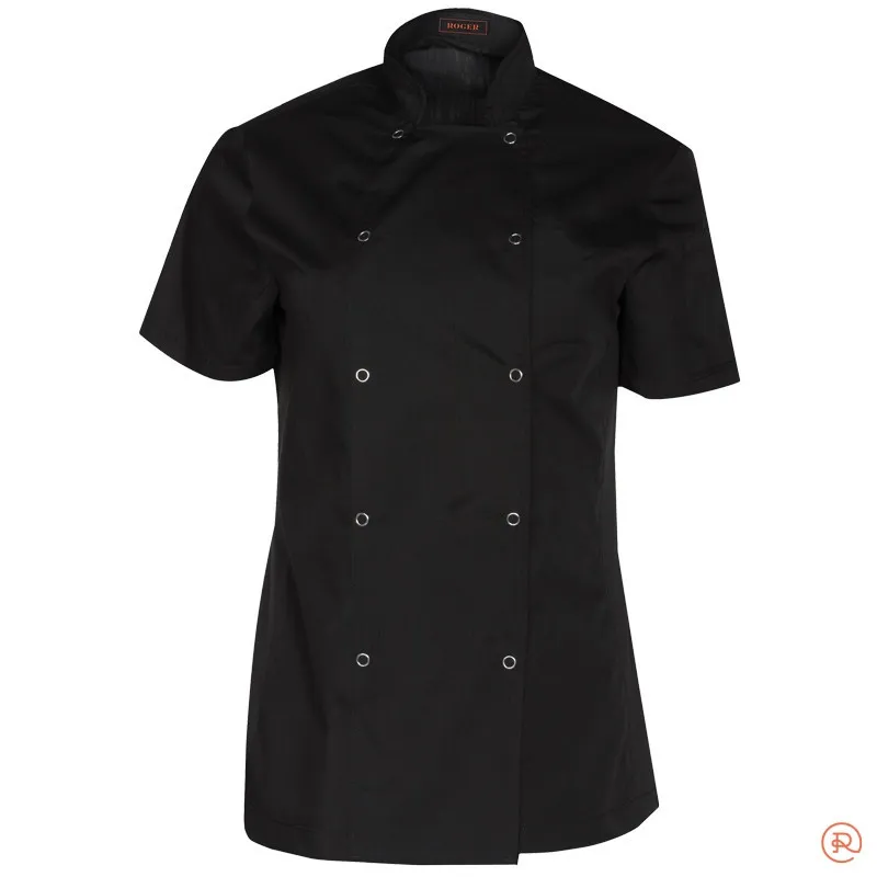 CHAQUETA COCINERA POPELíN MANGA CORTA NEGRA DENIA  ROGER