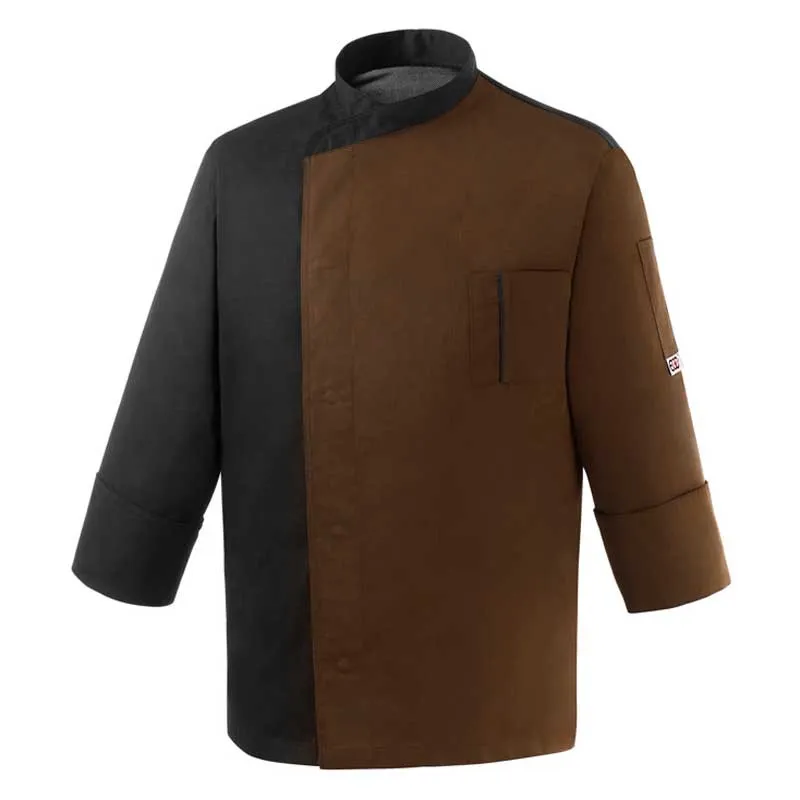 CHAQUETA DE CHEF COMBINADA MARRóN Y NEGRA FANG BROWN  EGOCHEF