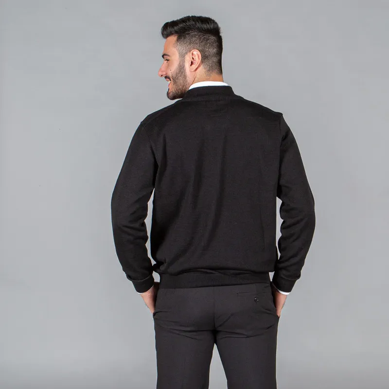 CHAQUETA DE HOMBRE PUNTO FINO NEGRA CON CREMALLERA  GARY'S