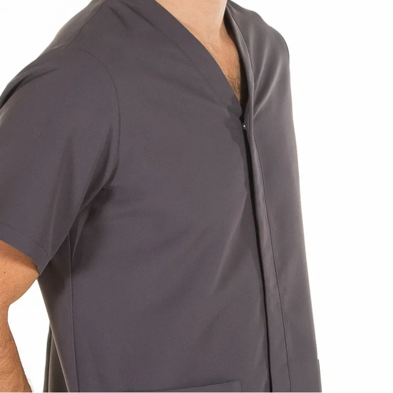 CHAQUETA DE MICROFIBRA PABLO GRIS MARENGO CON CORCHETE OCULTO  GARY'S