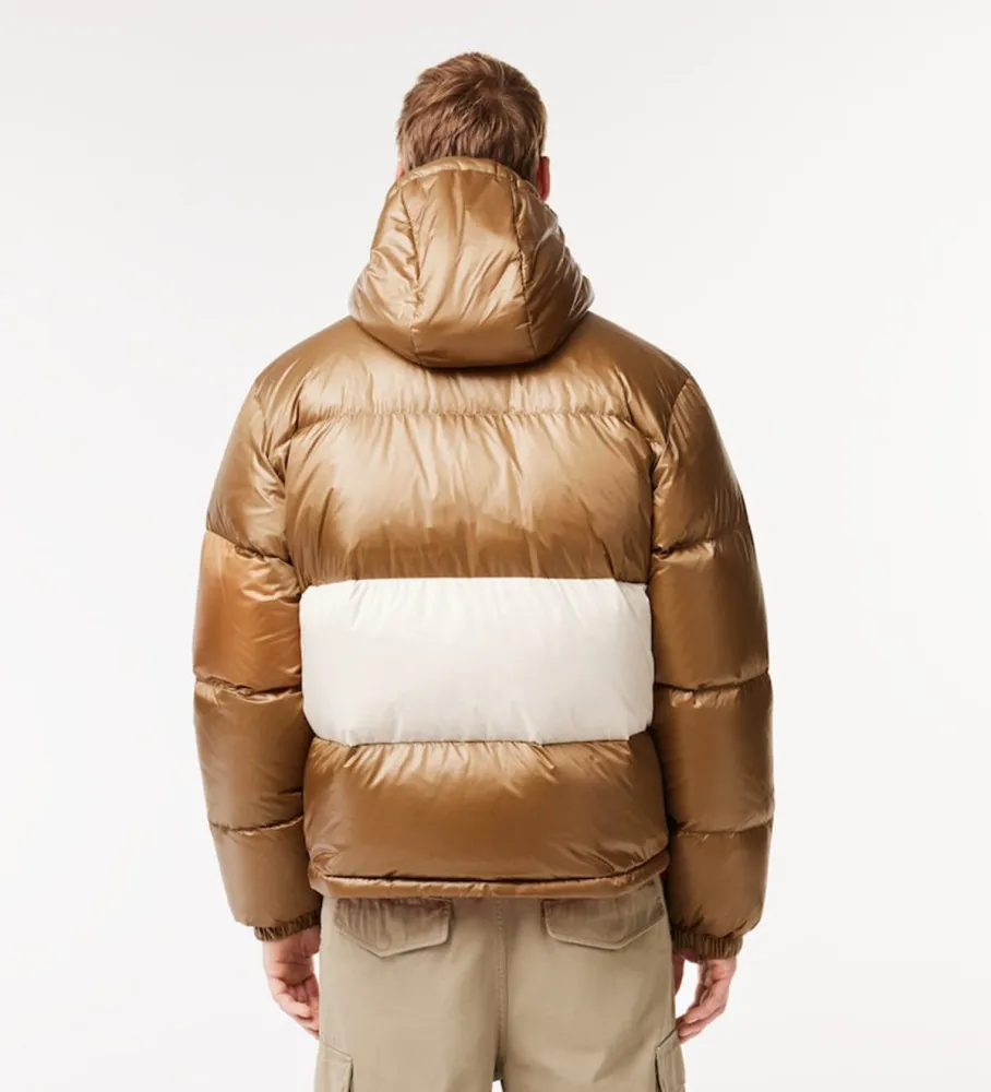 Chaqueta de plumón reversible block marrón