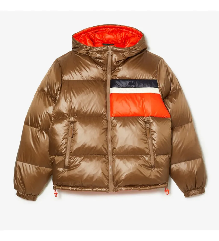 Chaqueta de plumón reversible block marrón