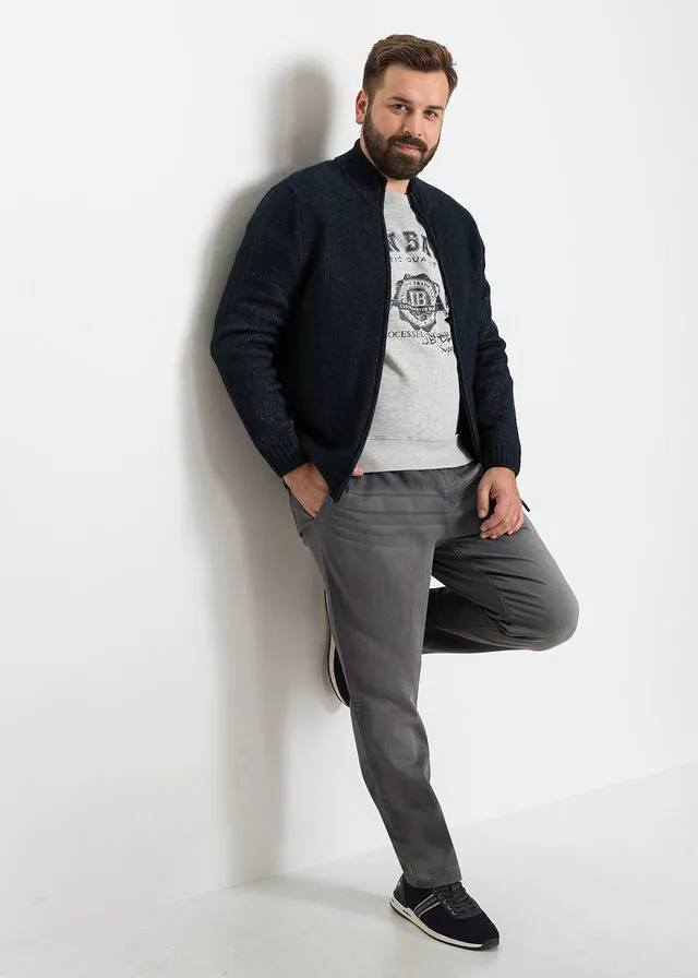 Chaqueta de punto con cuello alto Azul oscuro jaspeado