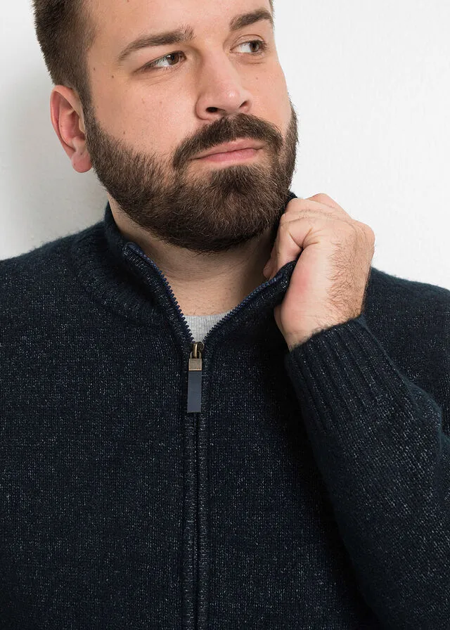 Chaqueta de punto con cuello alto Azul oscuro jaspeado