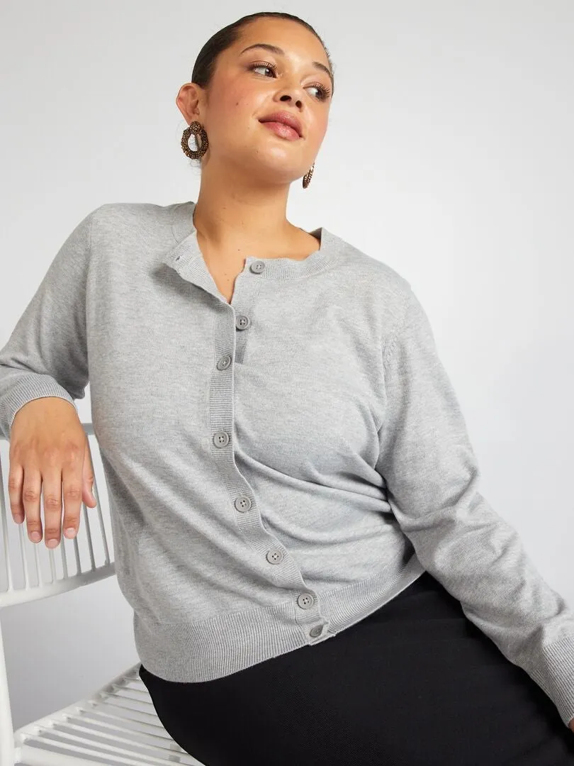 CHAQUETA DE PUNTO FINO  GRIS