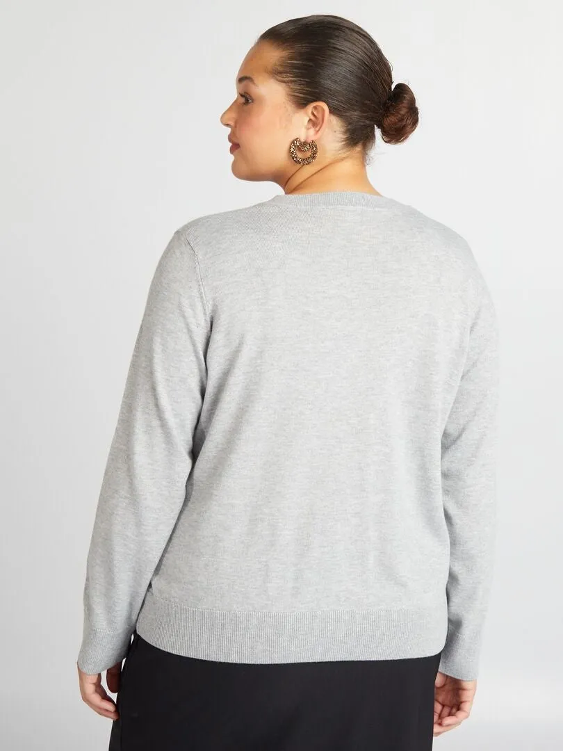 CHAQUETA DE PUNTO FINO  GRIS