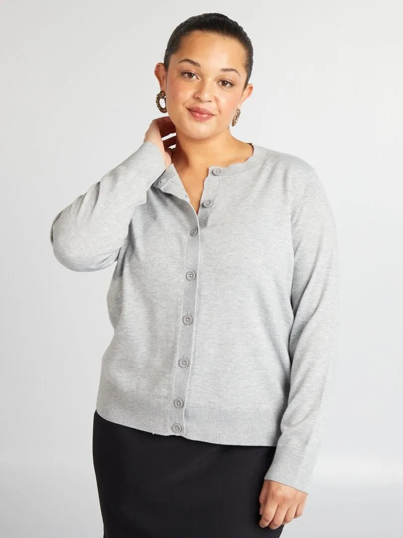 CHAQUETA DE PUNTO FINO  GRIS