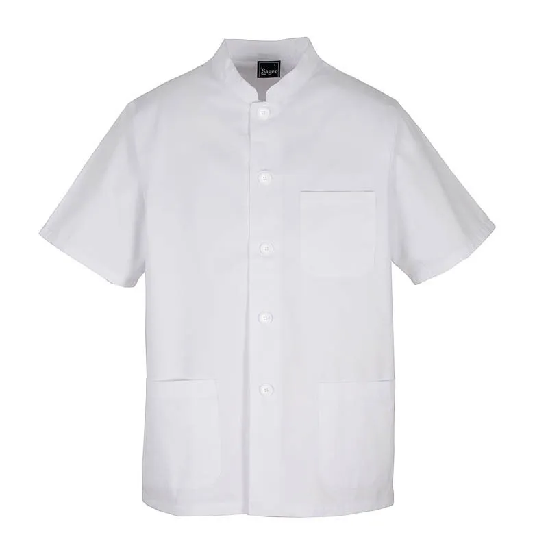 CHAQUETA LABORAL BLANCA UNISEX CON CUELLO MAO DE MANGA CORTA  SAGER