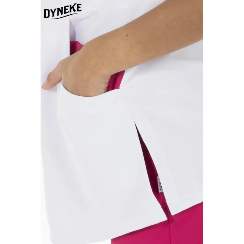 CHAQUETA LABORAL DE MICROFIBRA DE MANGA CORTA CONTRASTE FUCSIA  DYNEKE