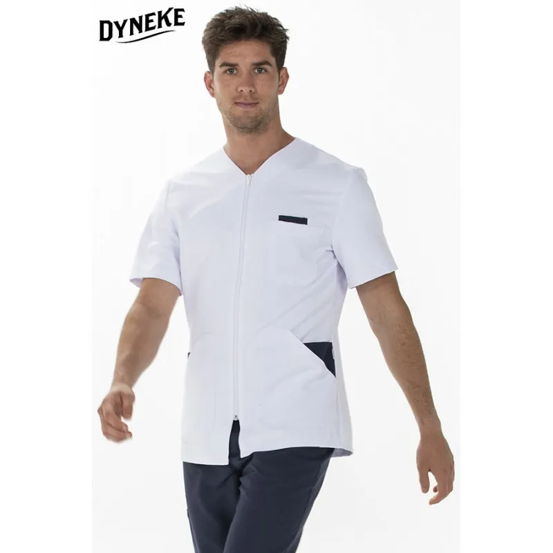 CHAQUETA LABORAL HOMBRE MICROFIBRA MANGA CORTA DETALLE MARINO  DYNEKE