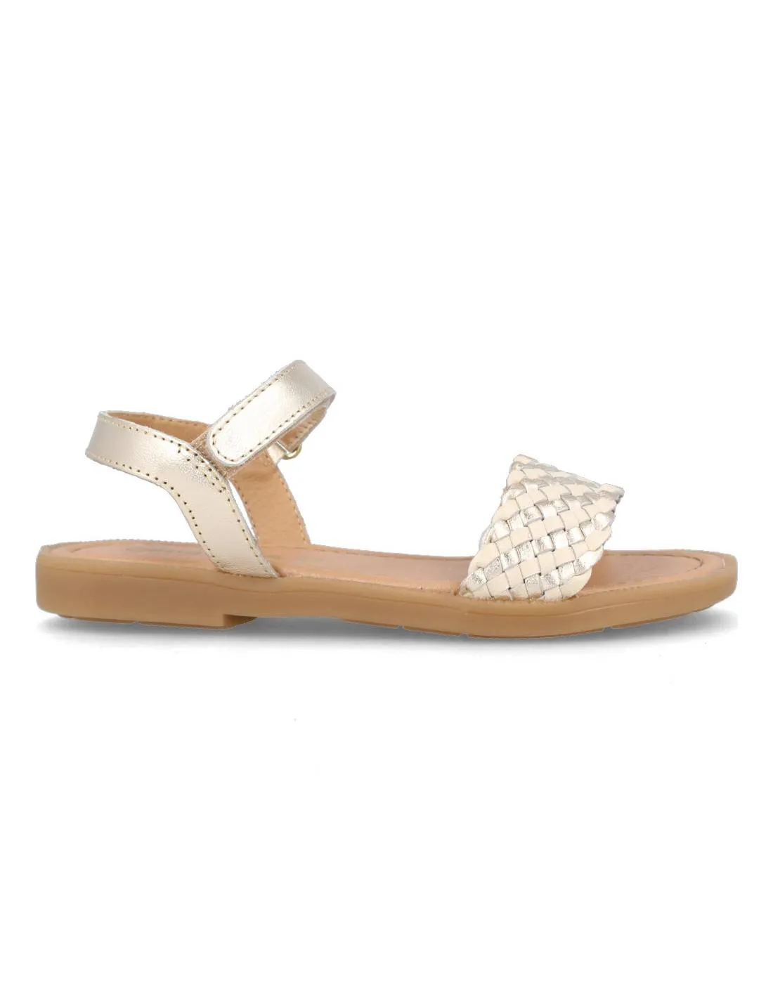 CONGUITOS  SANDALIA NIñA NAPA TRENZADO BEIGE METALIZADO