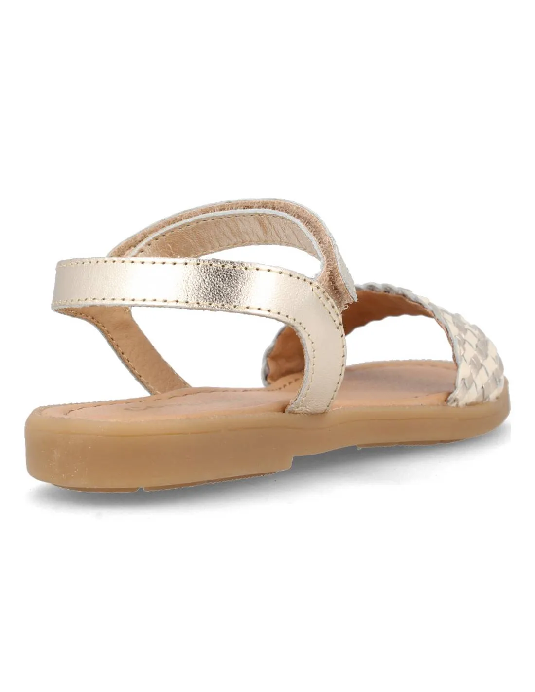 CONGUITOS  SANDALIA NIñA NAPA TRENZADO BEIGE METALIZADO