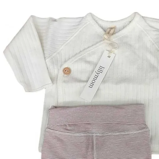 Conjunto bebé nacimiento estampado rayas rosa de lillymom