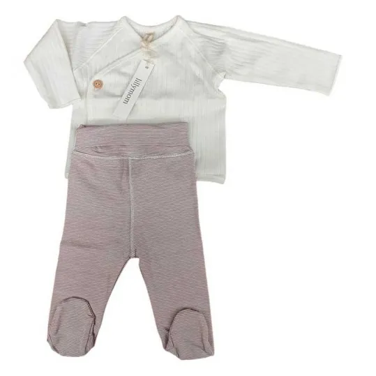 Conjunto bebé nacimiento estampado rayas rosa de lillymom