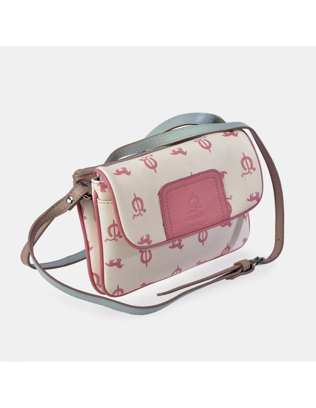 EL CABALLO Bolso con bandolera y solapa para mujer calidad lona y piel