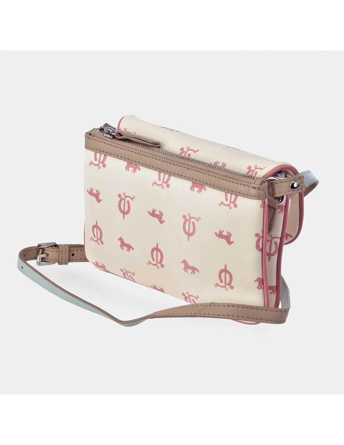EL CABALLO Bolso con bandolera y solapa para mujer calidad lona y piel