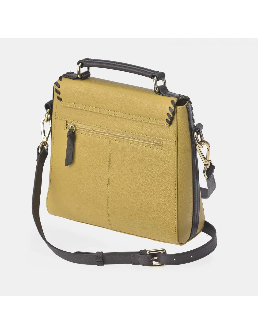 EL CABALLO Bolso de mano con bandolera para mujer colección piel Napa Travertino MOSTAZA
