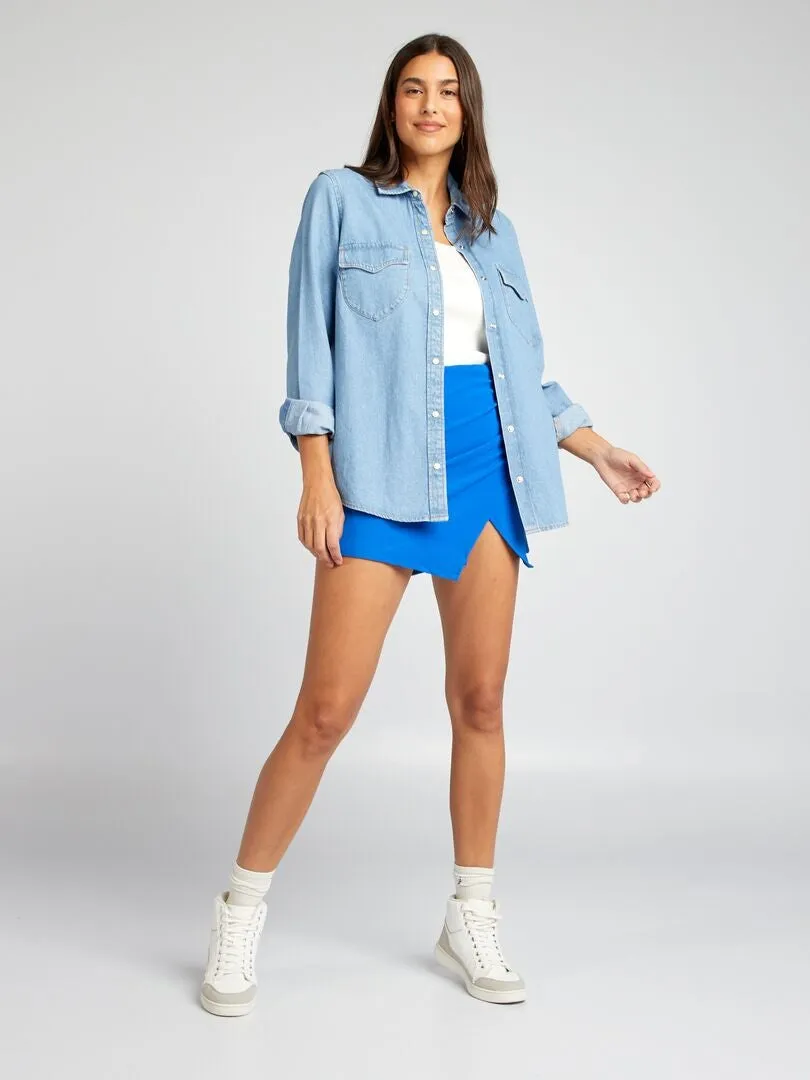 FALDA PANTALóN DE PUNTO DE CANALé  AZUL