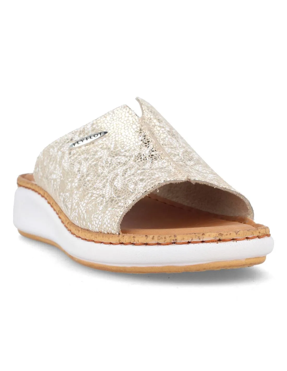 FLY FLOT  SANDALIA ZUECO MUJER BEIGE SERPIENTE