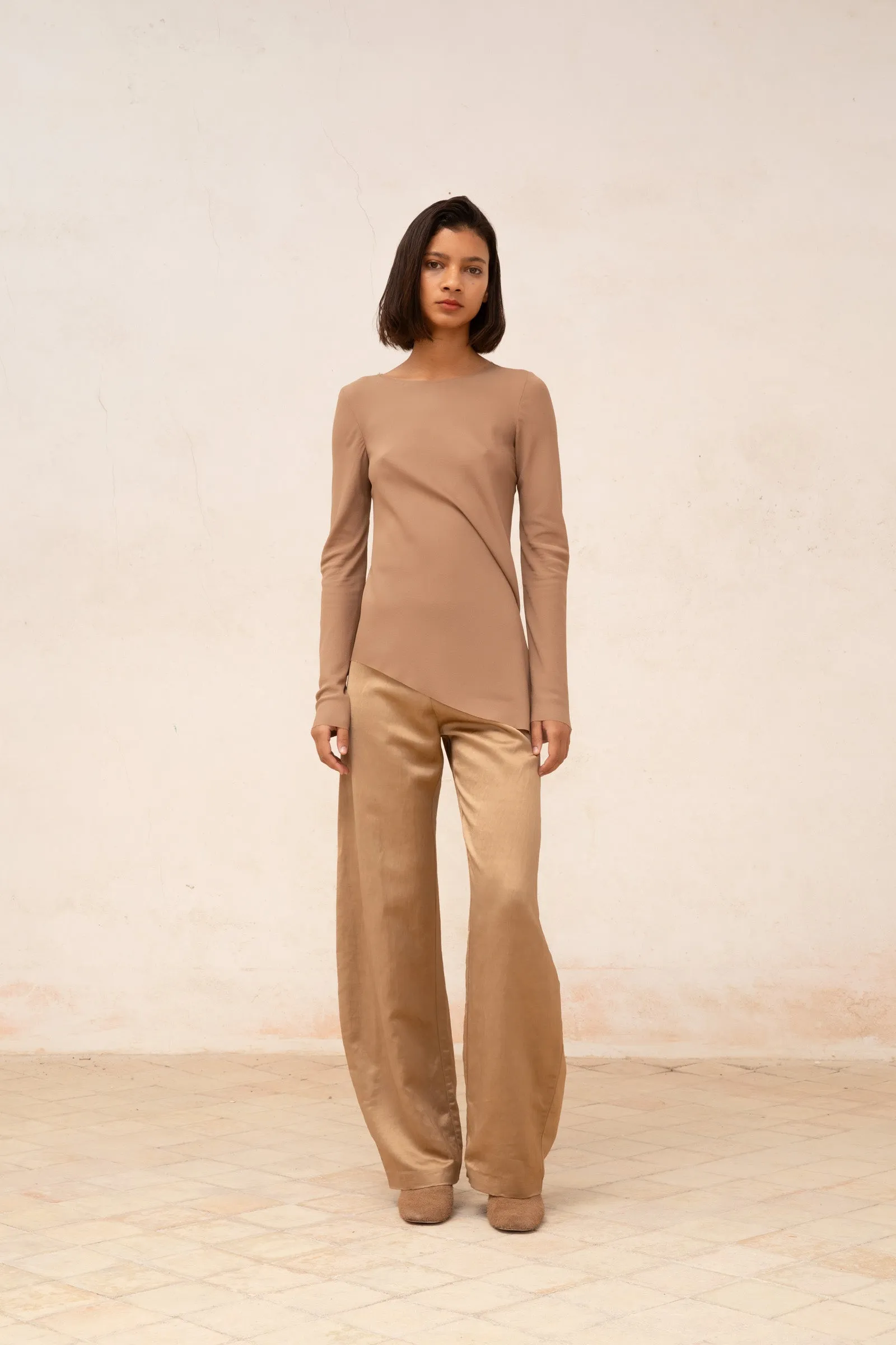 Gloria, cocoa linen and viscose pants