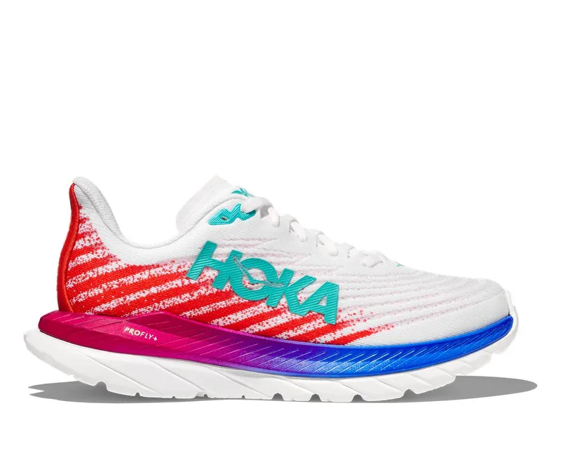 Hoka MACH 5 Mujer WHITE/FLAME